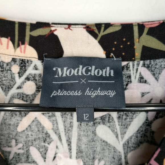 ModCloth x Princess Highway Floral Felines Button-Up Blouse Size 12 - Picture 5 of 10